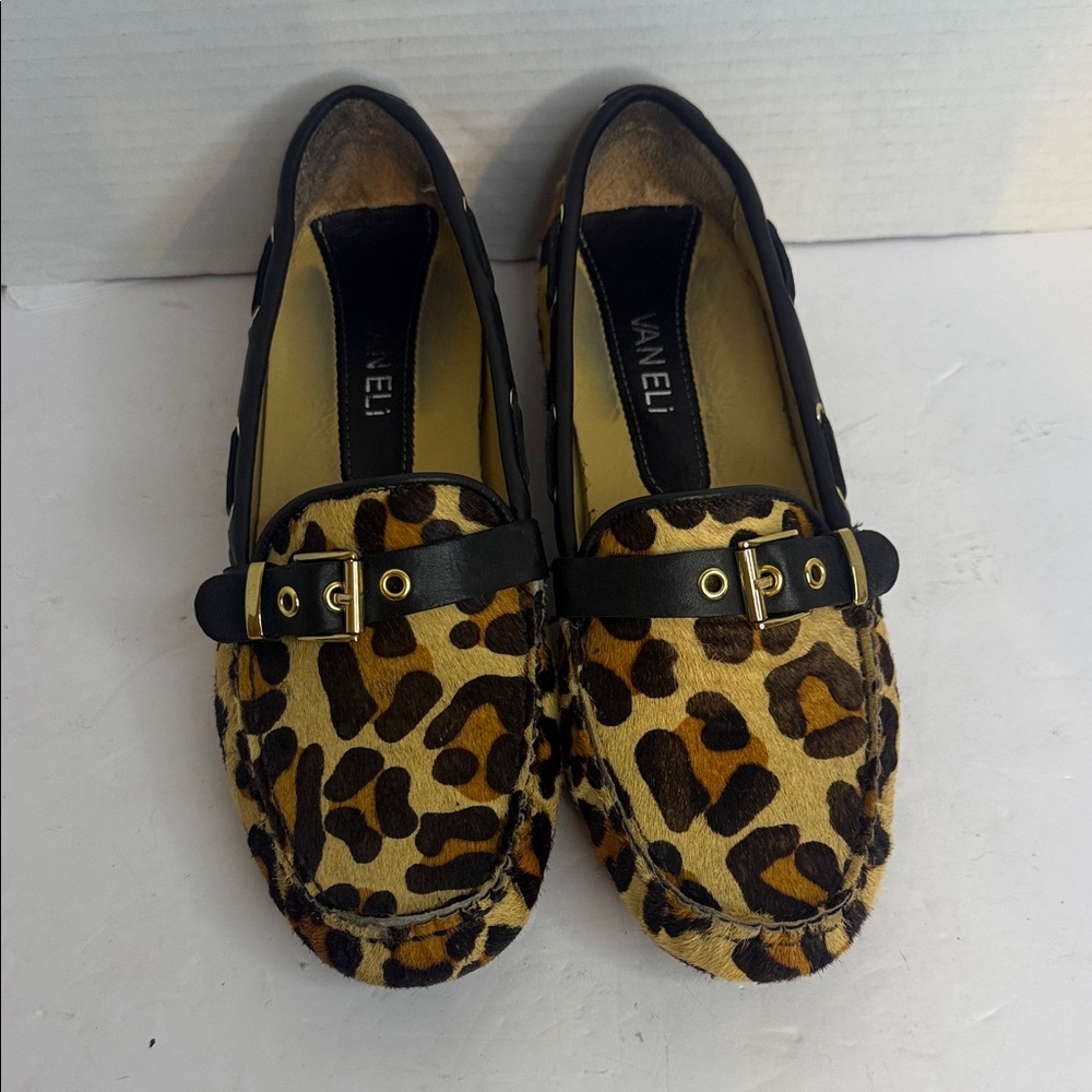 Vaneli Women's Animal Print Loafers with Black Accents